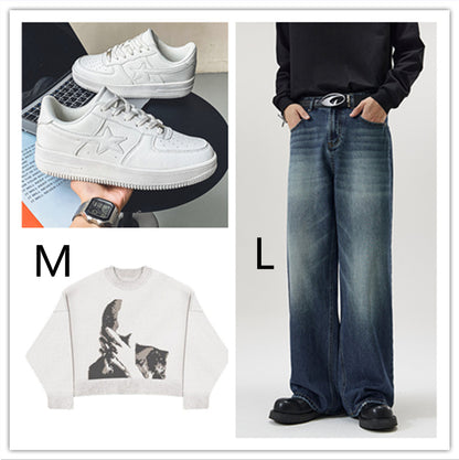 Thick Soled White Casual Sneakers For Men